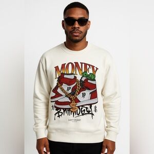 Left Point Sweatshirt Money Sneakers Graffiti Rhinestones Y2K 90s Streetwear 3XL